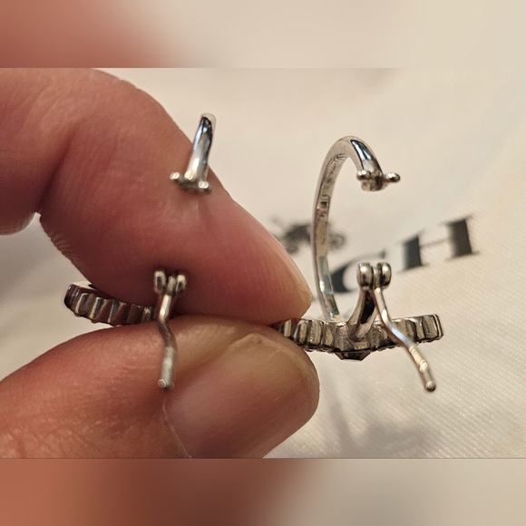 Coach Sparkling Crystal Silver Bow Huggie Hoop Earrings - EUC - Picture 8 of 8